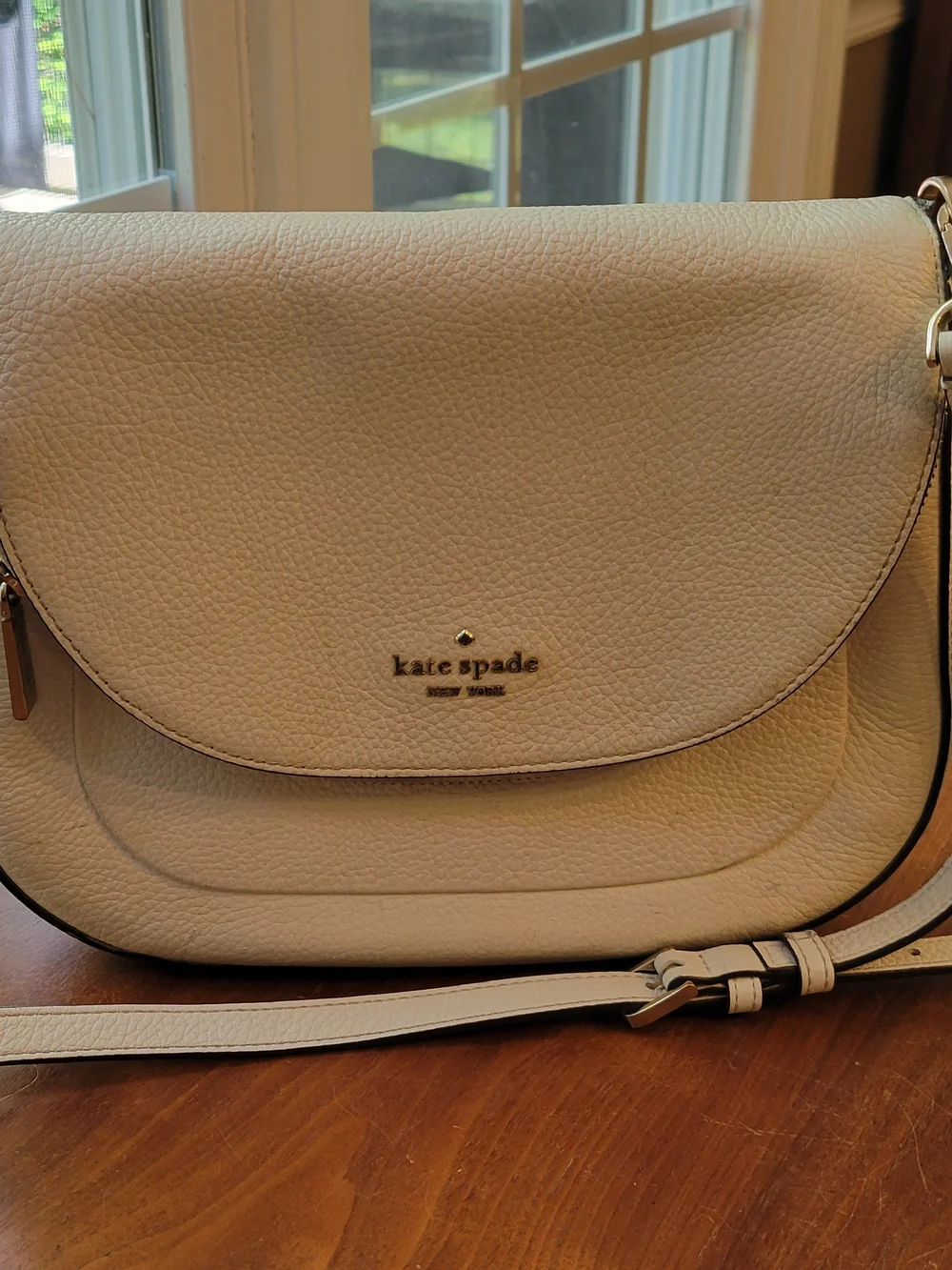 kate spade Pebbled Leather White Crossbody Bag